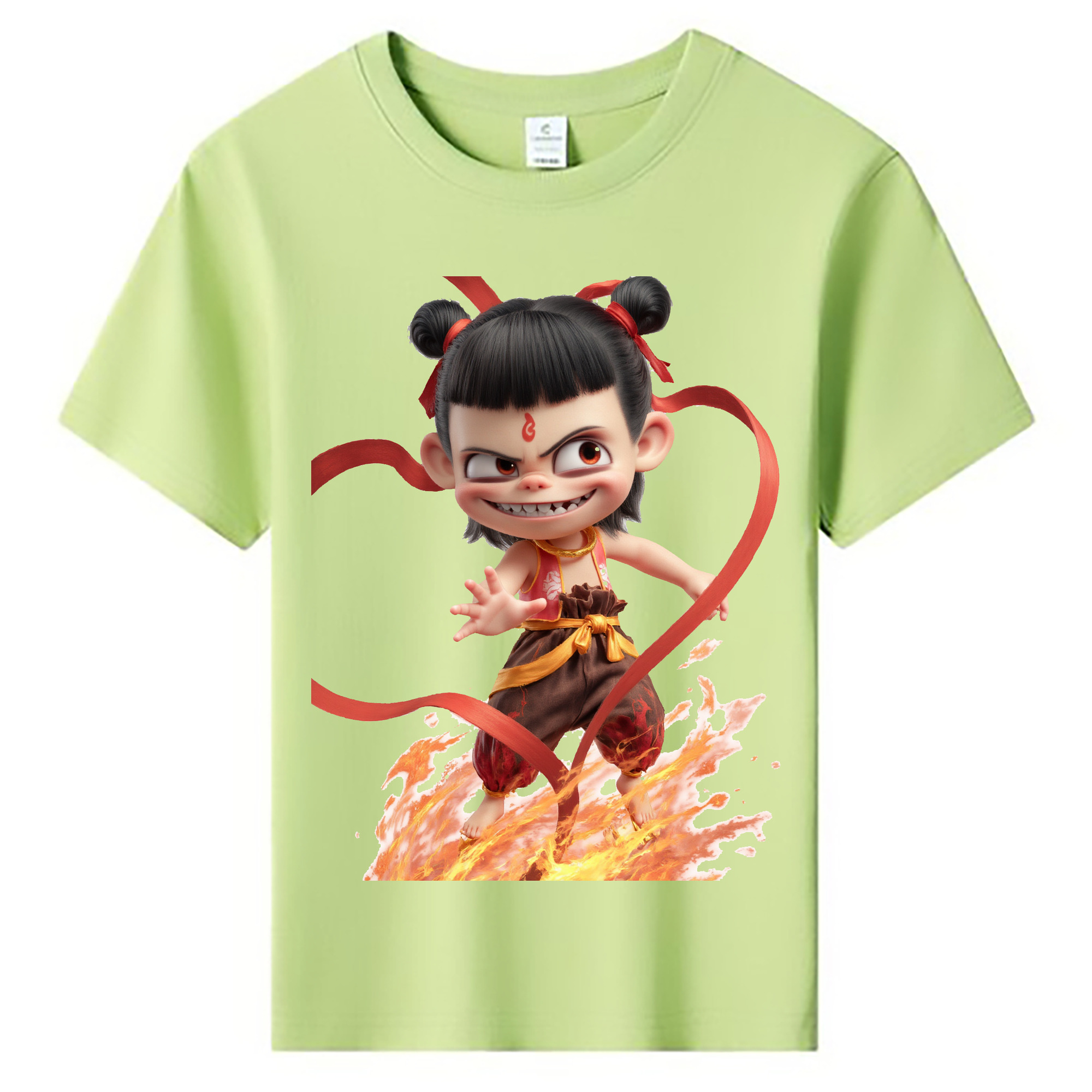 （画像用） Ne Zha 2 ナタ 魔童の大暴れ 綿100％キッズTシャツ（フロントプリント）